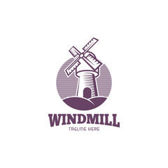 Windmill building logo design template