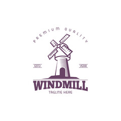 Windmill building logo design template