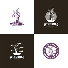 Windmill building logo design template