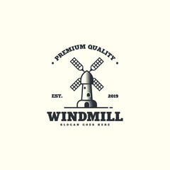 Windmill building logo design template