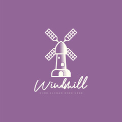 Windmill building logo design template