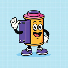 Hand drawn Retro Mascot film cartoon illustration