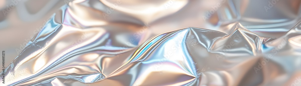 Poster abstract rendering of crumpled iridescent fabric.