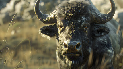 Naklejka premium Buffalo In nature Realistic