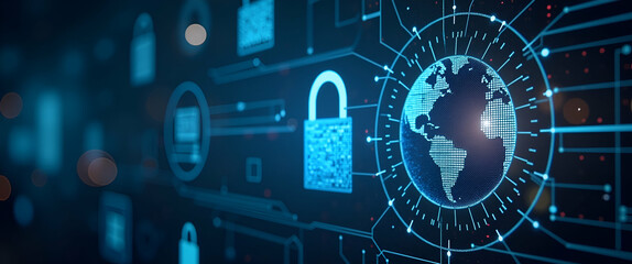 National Cybersecurity Initiatives: Government Policies, Public-Private Collaboration & Critical Infrastructure Protection - Stock Image with Space for Text