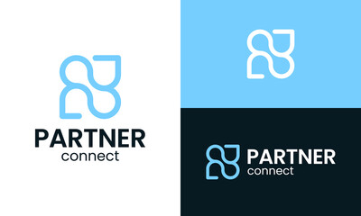 Partners logo design. Human unity concept vector design with connected people modern symbol graphic icon