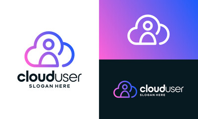 Cloud user logo design. Abstract cloud design with people shape symbol graphic icon
