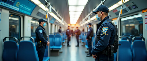 Vivid stock image capturing efficient public transportation safety with professional staff modern vehicles and well implemented security measures ensuring commuter protection. in  Photo Stock  Concept