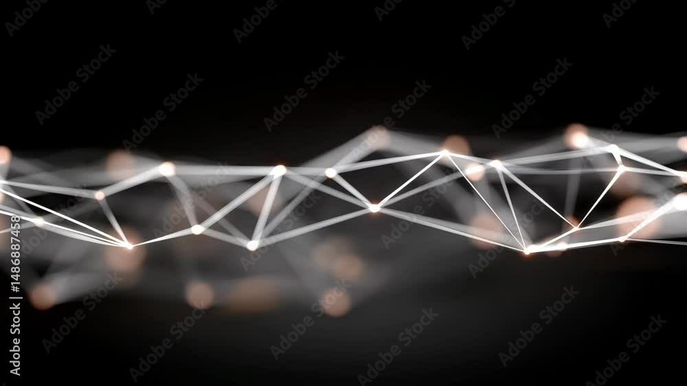 Poster network cables connected on a black background with digital design elements