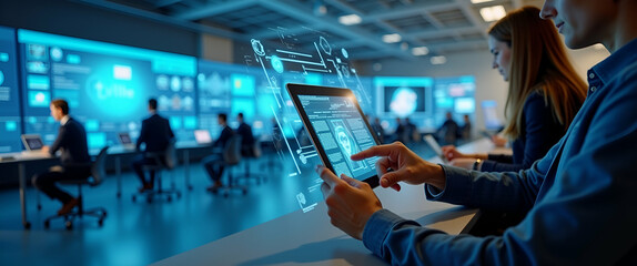 Empowering Workforce Reskilling: Interactive Digital Platforms & Immersive Classrooms for Career Advancement - Stock Photo Concept