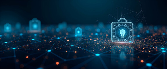 Contemporary Wallpaper Design: Abstract Digital Network Grids & Futuristic Robotic Icons for Space Mining - Ample Empty Space for Corporate Branding in Aerospace Innovation