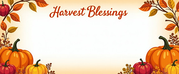 Thanksgiving Cornucopia Border: A Photo Realistic Frame with Apples, Pumpkins, and Autumn Leaves for Harvest Blessings - Perfect for Invitations and Greeting Cards