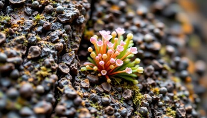 Exploring unique flora on rocky surfaces nature reserve macro photography biodiverse environment close-up view botanical concept