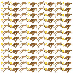 kangaroo, cheetah with fruit as a pattern background