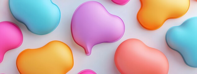 Pastel-colored, heart-shaped blobs on white