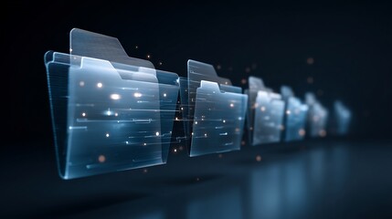 Futuristic holographic folders symbolizing data management and organization
