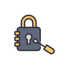 Conceptual Illustration Of Padlock Being Unlocked With A Screwdriver
