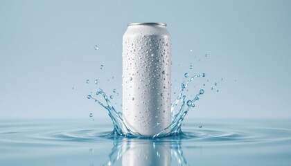 Refreshing beverage splashing in clear water studio setting high-quality image clean aesthetic product photography