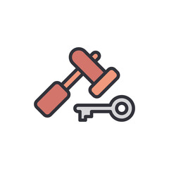 Hammer And Key Symbolize A Conceptual Security Solution Representation