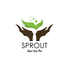Sprout seed logo design template