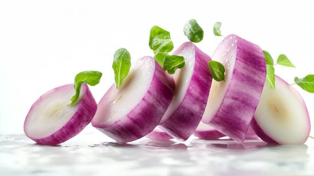 Red onion and garlic on a clean white background