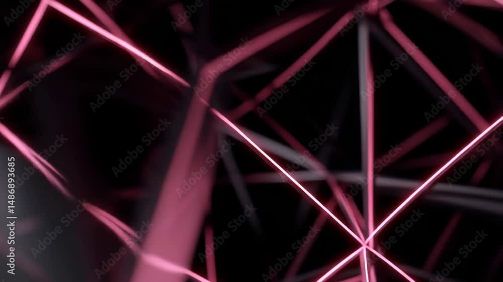 Poster glowing red fractal lines on a dark abstract background