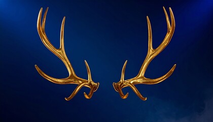 Golden deer antlers on dark blue background