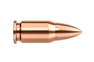 Bullet is shown in a close up, isolated