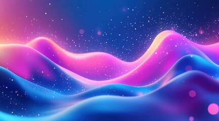 Obraz premium Abstract vibrant waves with glowing particles