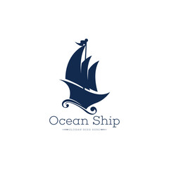 Ocean ship logo design template