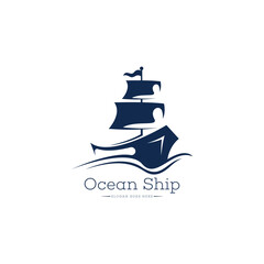 Ocean ship logo design template