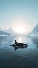 Orca in arctic landscape