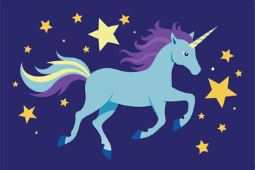 Majestic Unicorn Silhouette Sprints Gracefully Through Verdant Field of Five