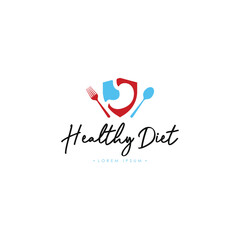 Healthy Diet Logo Template Vector on Isolated White Background