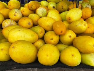 Pile of ripe cucumber fruits from the harvest
