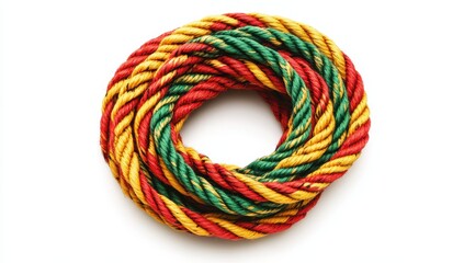 Naklejka premium Colorful braided rope in a circular coil