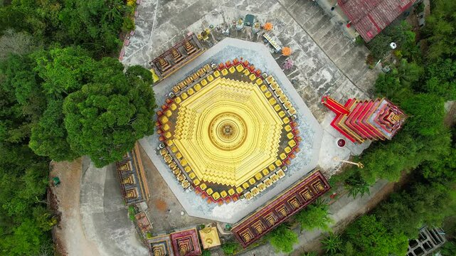 View of Suwannakhiri Temple (PakJan Temple)  Shwedagon Replica Burmese art in Ranong Province, Thailand