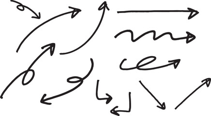 シンプル手描き矢印セットベクター