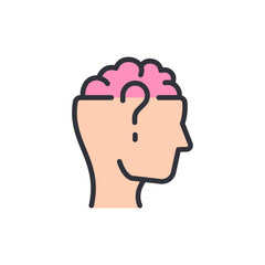 Human Head With Brain Symbolizes Questioning And Problem Solving