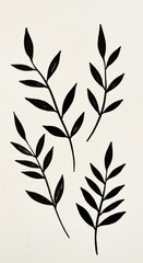 Fototapeta premium Hand drawn botanical leaves in black on white background