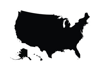 America silhouette. This image shows a black US map silhouette, representing the map of the United States of America. Vector clipart illustration design.