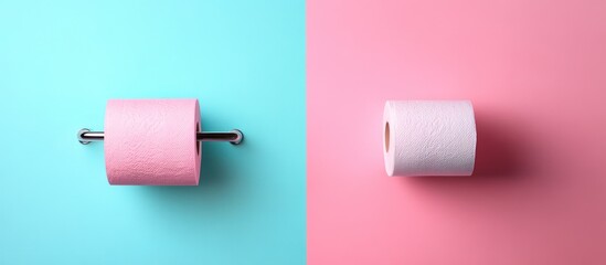 Two Toilet Paper Rolls on Divided Background
