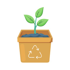 Plant in Recycled Pot - Eco Gardening Icon