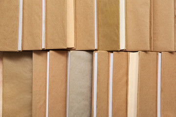 Many different books as background, top view