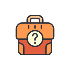 Suitcase With Question Mark Symbol Isolated On Transparent Background