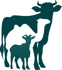 Cow, Camel, and Goat Animal Qurban Eid Al Adha Silhouette 