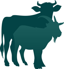 Goat and Cows Animal Qurban Eid Al Adha Silhouette 