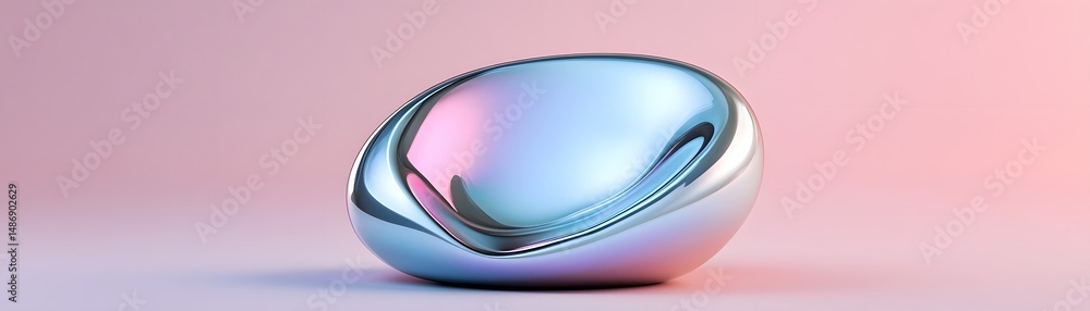 Poster abstract iridescent smooth object on a soft backdrop.