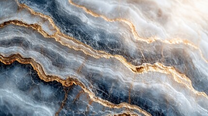 Fototapeta premium Abstract Blue Gray Marble Texture with Gold Veins