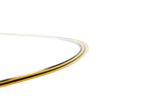 Curving highway lights streak across dark night